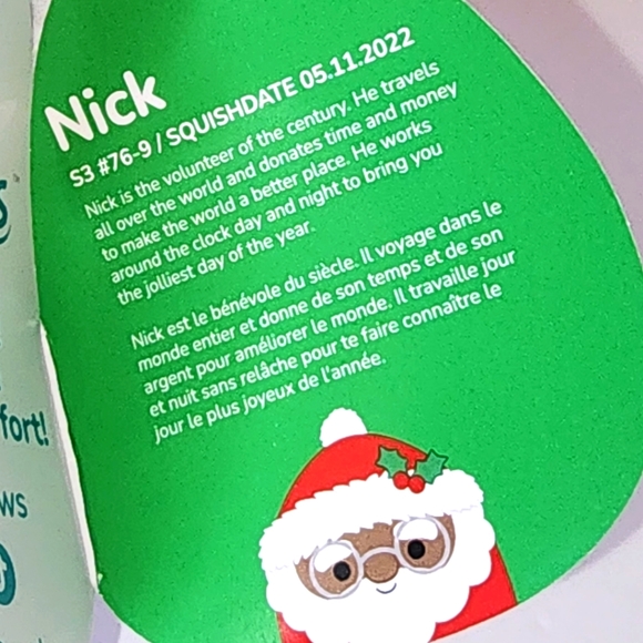 🌲 NICK 🎅🏾 Black Santa Clip Christmas 2023 Original Squishmallow by Kelly Toy - Picture 3 of 8